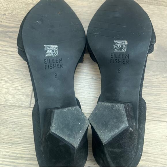 Eileen Fisher Hilly Wedge Suede D'orsay Pump Size 8 US Black - Picture 6 of 6